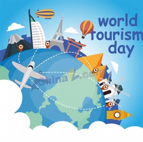 世界旅游日主题矢量素材